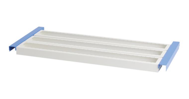 CNC-Werkzeug-Aufnahmerahmen 900x443 mm RAL 7035/5012 für Flügeltürenschrank