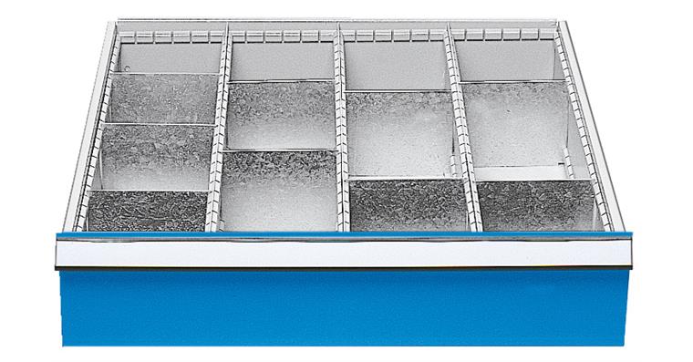 Schubladeneinrichtung Mittelschienen+Trennwände Se. 70/705 Mod. 707 H 75 mm
