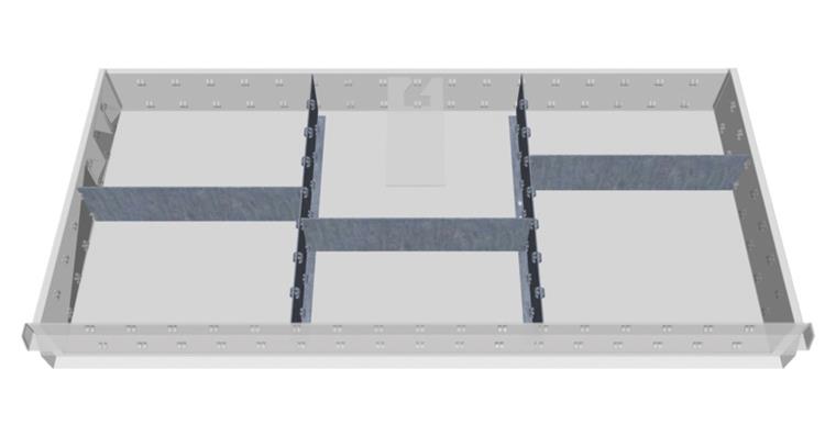 Drawer divider, metal, front height 100 mm for cabinets 980 mm wide
