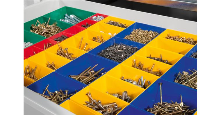 Divider with plastic box, 1200 x 500/600 mm, deep