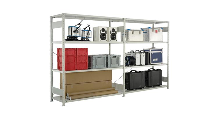 Boltless rack add-on bay CLIP 200 kg with 5 shelves RAL 7035 2500x1500x600 mm