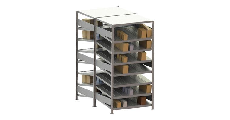 Slanting rack basic bay dbl-sided with 8 shelves, zinc-plated 2000x1000x500 mm