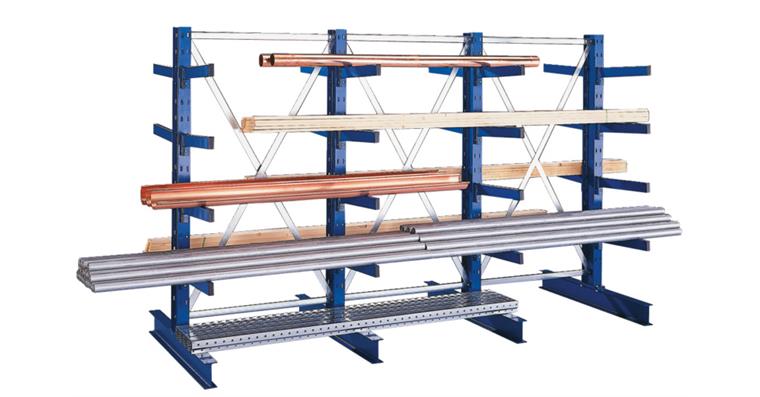 Kragarm-Anbauregal doppelseitig IPE 140 4 Kragarme 2000x1000x1000 mm Mittel