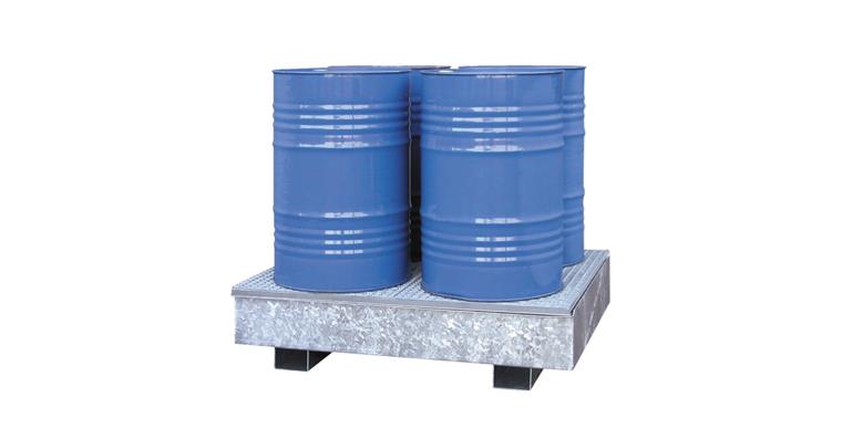 1085569202 Auffangwanne 1325x1320x250 für 4 Fässer, verzinkt, Traglast 1000 kg