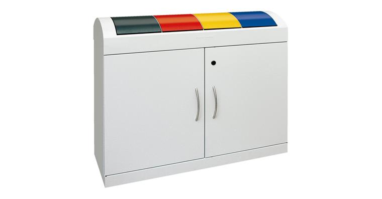 1085580103 Sortiersysteme TD4 4 Behälter a 45 Liter grau/rot/gelb/blau 975x1100x320mm 49kg