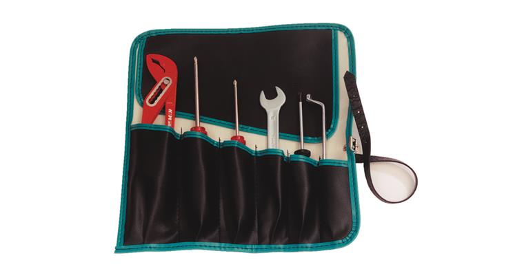 Tool roll, synthetic leather, 7 compartments 165x160 mm empty