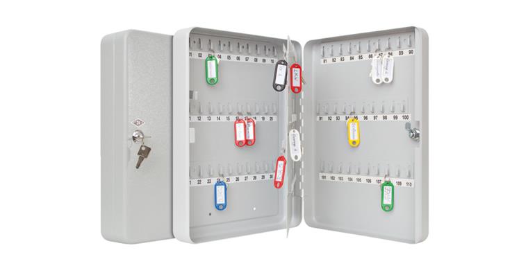 1086940304 Key cabinet 110 hooks safety lock light grey HxWxD 370x280x80 mm