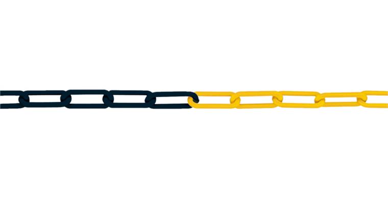 Sperrkette Polyethylen Gliederstärke 6 mm Bundlänge 10 m gelb/schwarz