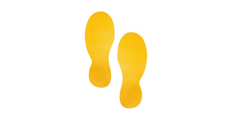 1087032106 Bodenmarkierung Fuß-Form gelb selbstklebend Pack=10 Stück (5L/5R) 90x240 mm