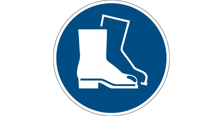 Sicherheitskennzeichen -Fußschutz benutzen- selbstklebend Ø 430 mm