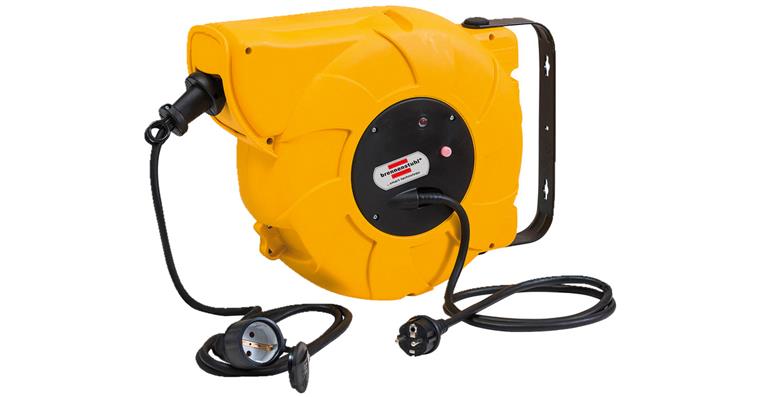Automatic cable winder 9+2 m IP 44 housing yellow cable black