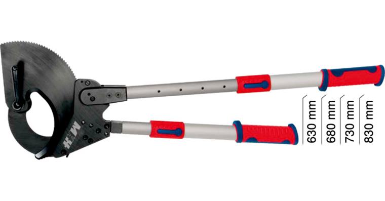 Kabelschneidzange Ratschenprinzip für Cu+Alu-Kabel bis Ø 60 mm L=630-830 mm