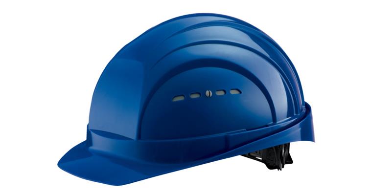 Construction hard hat EuroGuard 6-point 30 mm Euro slot mount size 53-61 cm blue