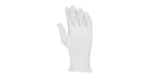 Baumwolltrikot-Handschuh mit Schichtel weiß gebleicht VE=12 Paar Gr.6