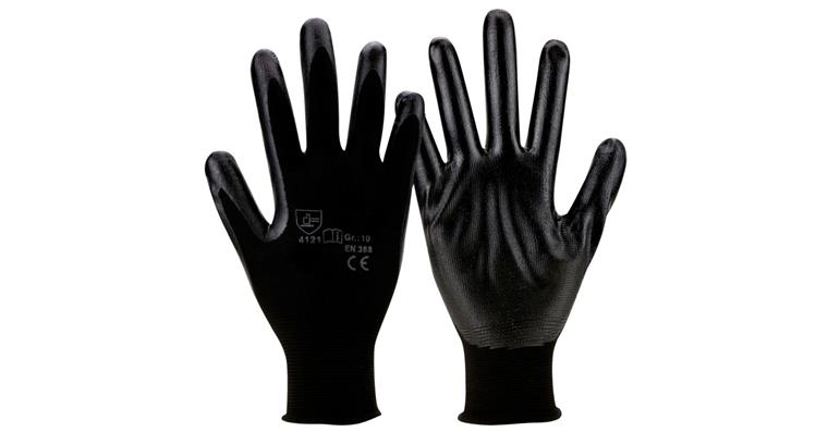 Polyamide knitted glove nitrile Black PU = 12 pairs size 9