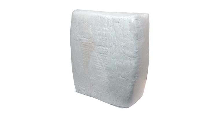 White jersey cleaning rags pressed into approx. 10 kg cube