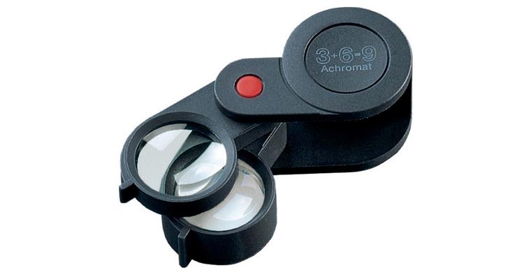 ESCHENBACH folding magnifying glass, 3/6/9x magnification achromatic