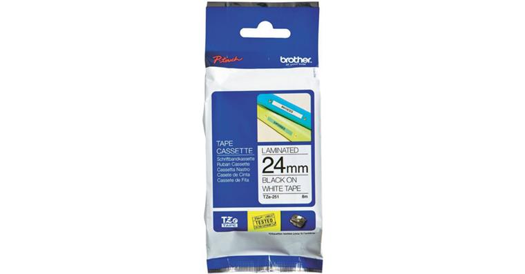 1002623810 Schriftband TZE251 24 mm sw weiss