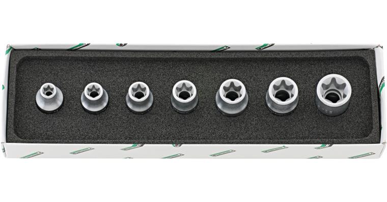 Steckschlüssel 1/2' 7-teilig E 10 - E 24 Außen-TX