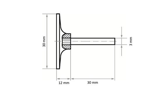 Schleifblatt-Träger GTH Ø 30 mm Schaft-Ø 3 mm für selbsthaftende Schleifblätter