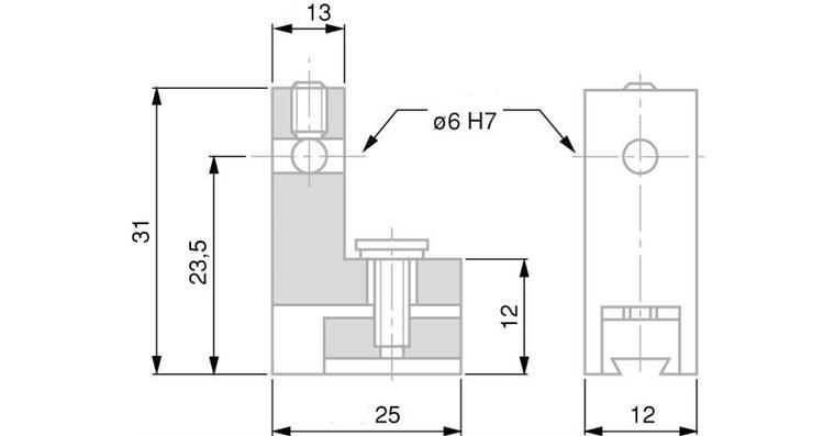 TESA Messeinsatzhalter VBK mit 2 Horizontalbohrungen 6 mm