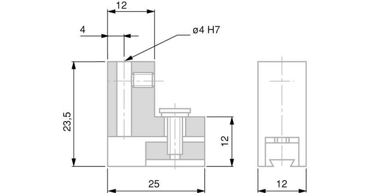 1001331684 TESA VBJ gauge slide holder with 1 vertical hole 4 mm