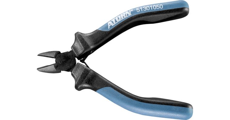 ATORN electr. side cutters, 112 mm, with bevel + wire clamp