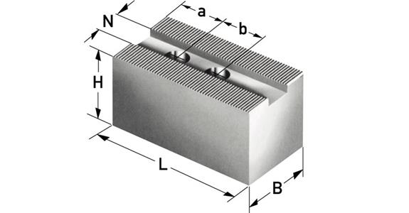 Weiche Aufsatzbacke Spitzverzahnung 1,5 mm x 60° für Futter Ø 254 mm
