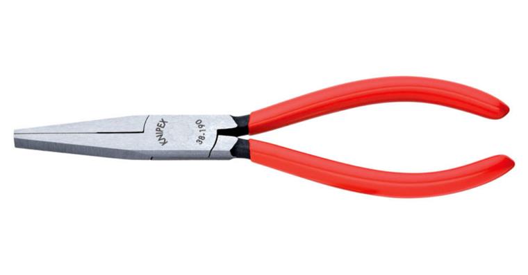Feinmechanikerzange Kopf poliert flach-breit L=190mm Greifflächen kreuzgezahnt