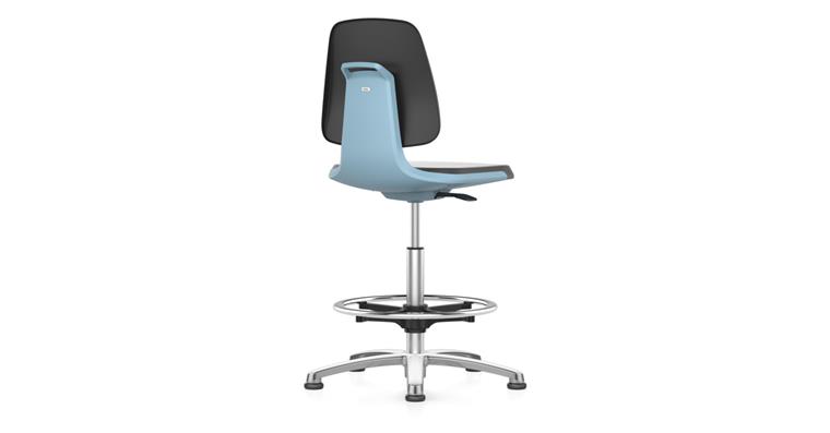 Work swivel chair Labsit glide runners syn. leath. blue seat H 520-770mm