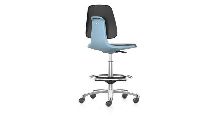 Work swivel chair Labsit sit-stop rollers PU foam blue seat height 560-810