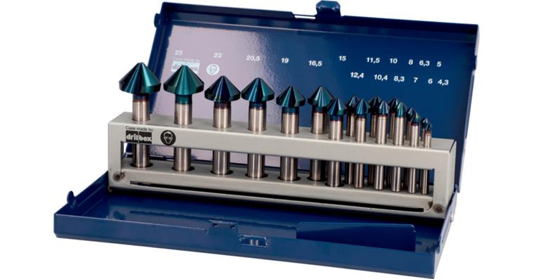 ATORN countersink set, 90°, HSS-TiNAlO, T=3, 4.3-25.0 mm