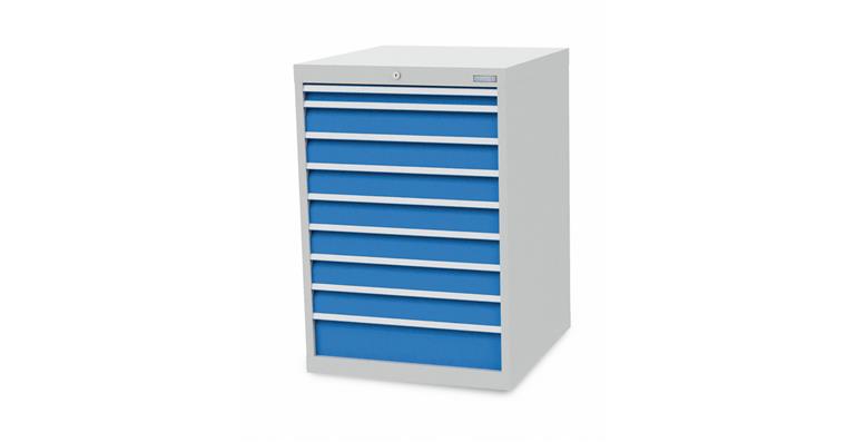 Schubladenschrank B705xT736xH1019mm 9 Schubladen Höhe 50-150 mm RAL7035/5012