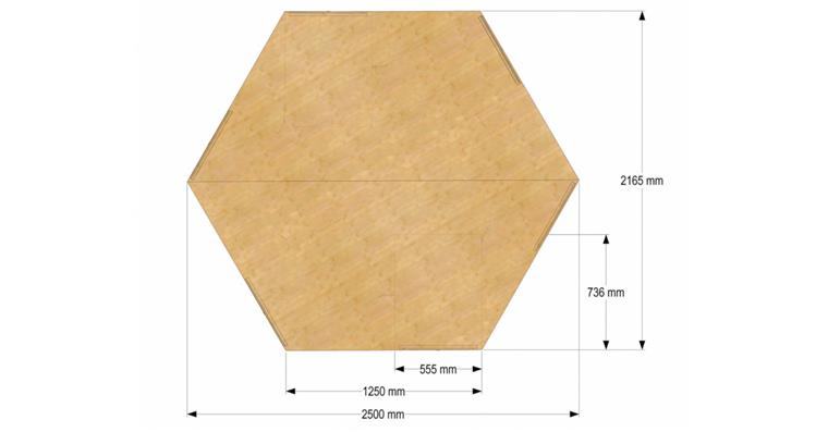 Hex. workbench top panel W2500xD2165xH40mm, beech multiplex