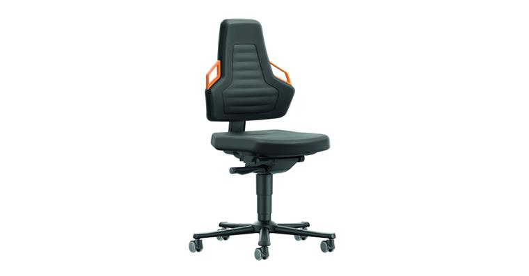 Swiv wrk chair Nexxit 2 seat height 450-600mm w cast, Supertec, orng handle