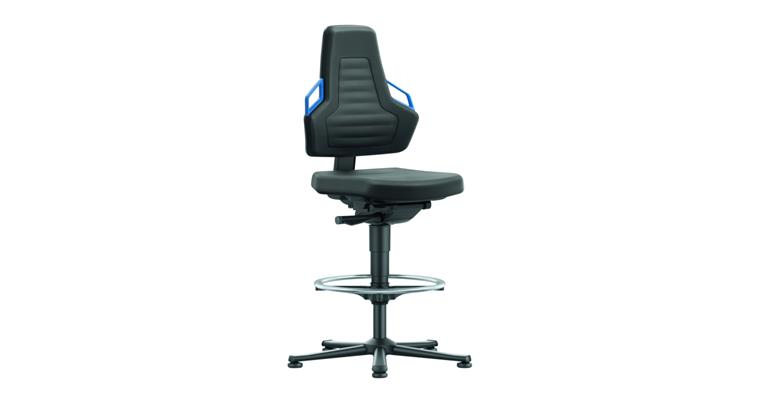 Swiv wrk chair Nexxit 3 seat height 570-820mm w skid, Supertec, blue handle