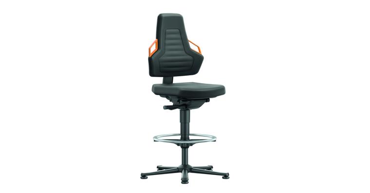 Swiv wrk chair Nexxit 3 seat height 570-820mm w skid, Supertec, orng handle