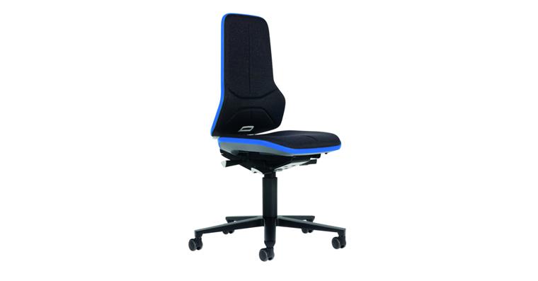 Swiv wrk chair Neon 2 seat height 450-620mm fabric uphols w cast, blue flex band