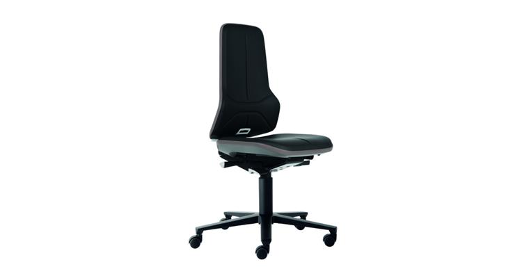 Swiv wrk chair Neon 2 seat height 450-620mm synth leather w cast, grey flex band