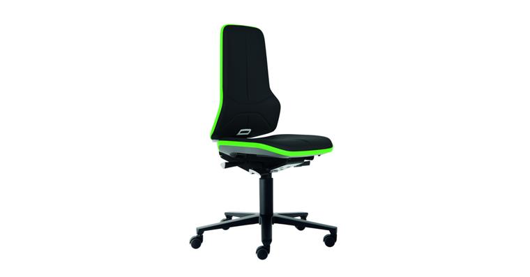 Swiv wrk chair Neon 2 seat height 450-620mm synth leath w cast, green flex band