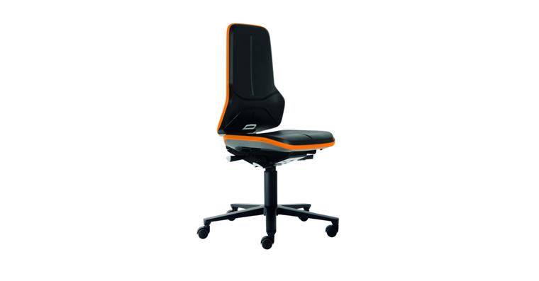 Swiv wrk chair Neon 2 seat height 450-620mm PU foam, cast, orange flex band