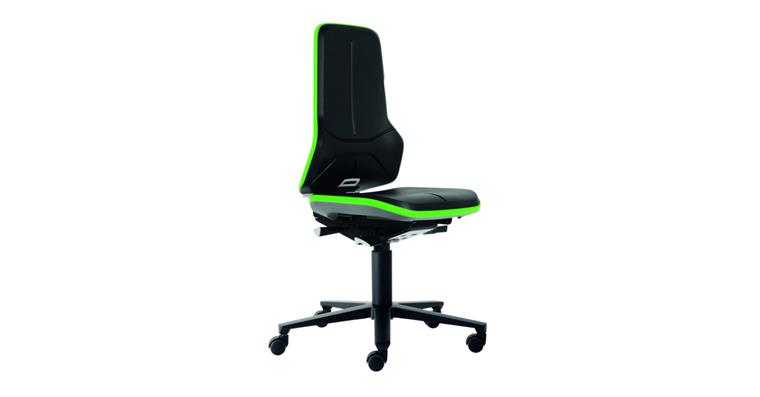 Swiv wrk chair Neon 2 seat height 450-620mm PU foam w cast, green flex band
