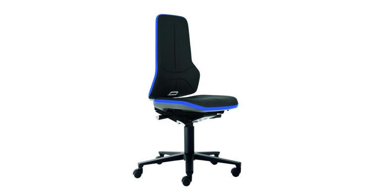 Swiv wrk chair Neon 2 seat height 450-620mm Supertec w cast, blue flex band