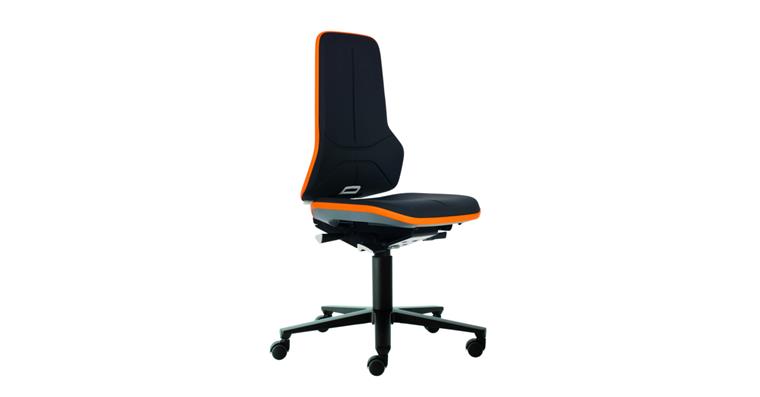 Swiv wrk chair Neon 2 seat height 450-620mm Supertec w cast, orange flex band