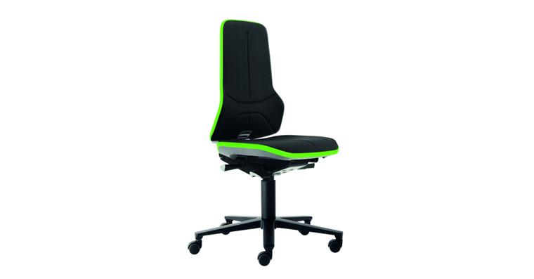 Swiv wrk chair Neon 2 seat height 450-620mm Supertec w cast, green flex band