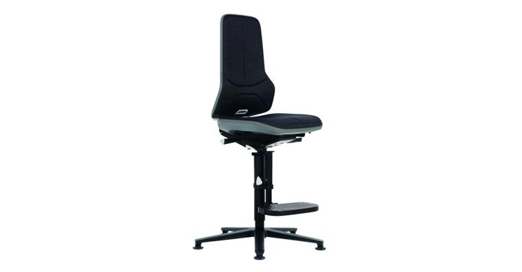 Swiv wrk chair Neon 3 seat height 590-870mm fabric uphols, skid, grey flex band