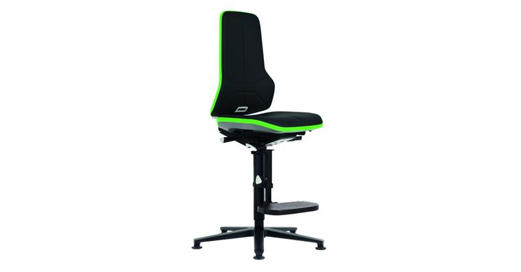 Swiv wrk chair Neon 3 seat height 590-870mm synth leath w skid, green flex band