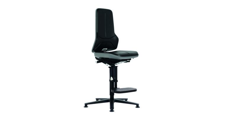 Swiv wrk chair Neon 3 seat height 590-870mm PU foam w skid, grey flex band