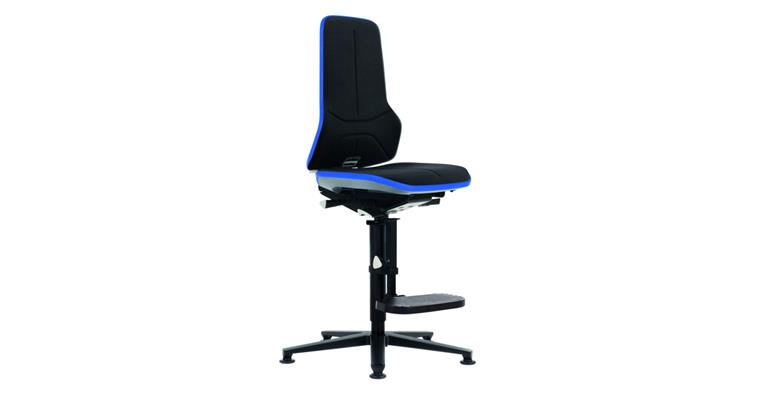 Swiv wrk chair Neon 3 seat height 590-870mm Supertec w skid, blue flex band