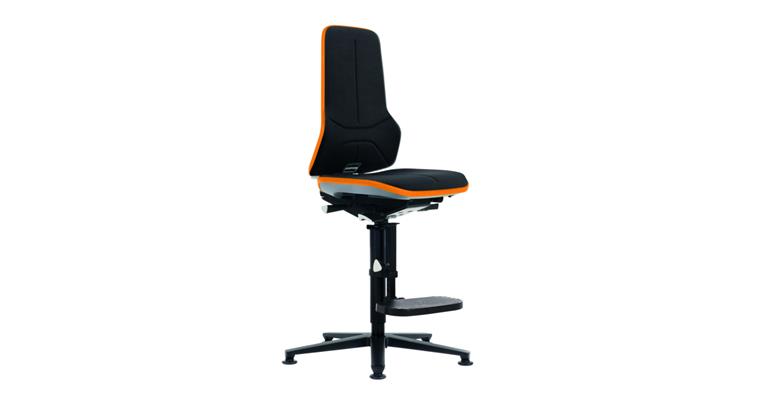Swiv wrk chair Neon 3 seat height 590-870mm Supertec, skid, orange flex band